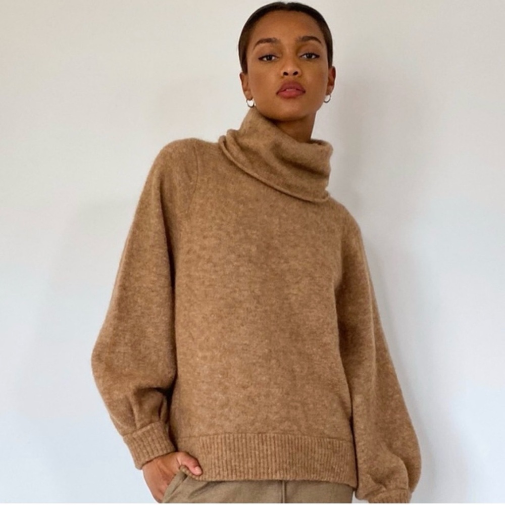 Aritzia Camel Cowl Neck Sweater